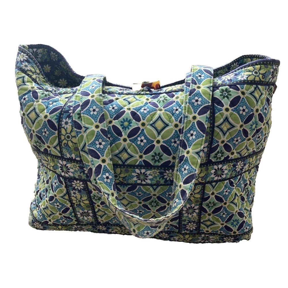Vintage Vera Bradley Hannah Daisy Double Handle Quilted Tote Bag Floral Purse